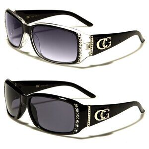 2 Pair Deal New 1- Blk & 1 Black Clear Bling Style Rhinestone Fashion Sunglasses